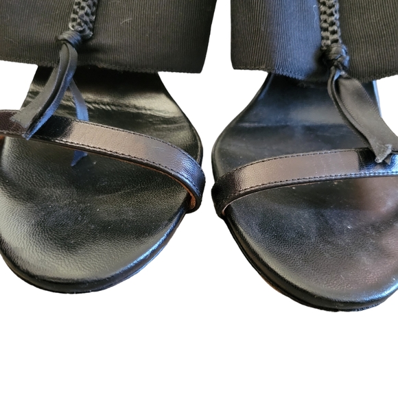 Dries Van Noten Heeled Sandals Sz 38.5 Black Leather Tassle Curved Heels - Picture 5 of 7